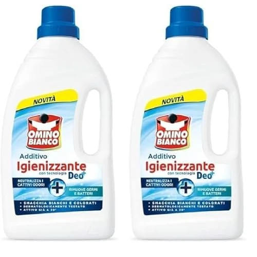 Omino Bianco - Additivo Igienizzante Liquido per Bucato, Contro Batteri e Cattivi Odori, con Tecnologia Deo+, 900 ml (Confezione da 2)