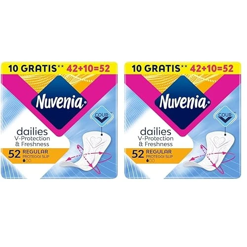 Offerta a tempo: Nuvenia - Proteggi Slip Anatomici Stesi Freschezza Quotidiana - Massimo Comfort e Protezione - Confezione da 104 Salva Slip - 35% da 4.58 € a 2.98 €