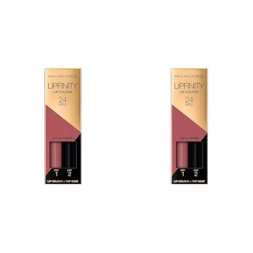 Offerta a tempo: Max Factor - Lipfinity Lip Colour - Rossetto Lunga Durata e Gloss Idratante con Applicazione Bifase - Nuance 016 Glowing - 2.3 ml e 1.9 g (Confezione da 2) - 61% da 43.00 € a 16.60 €