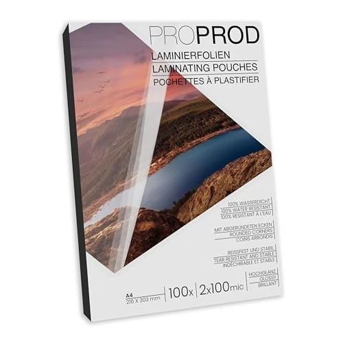 Limited-time offer: ProProd Premium A4 2x100 Micron (200 μ) Glossy Laminating Pouches (Pack of 100), Packaging May Vary from 7.26 GBP to 7.26 GBP (save 0%)
