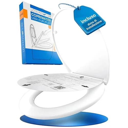 Offre limitée : LOBENSWERK Abattant WC avec frein de chute [Montage facile] duroplast antibactérien UV résistant | Lunette de toilette clipsable universelle | Cuvette toilette ovale incl. gabarit d’installation de 49.95 € à 47.45 € (5% de remise)