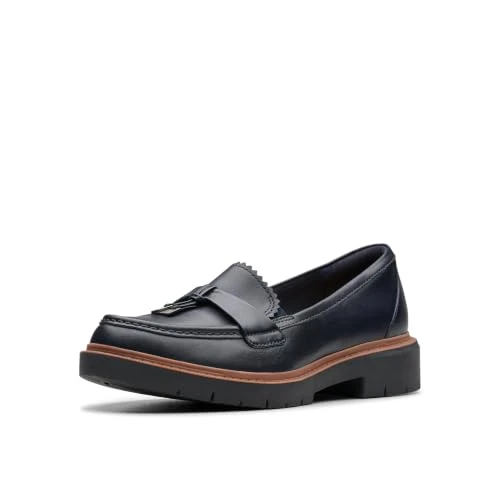 Offre limitée : Clarks Chaussons Westlynn Bella pour Femme, Cuir Bleu Marine, 41.5 EU Large de 68.72 € à 68.72 € (0.00% de remise)
