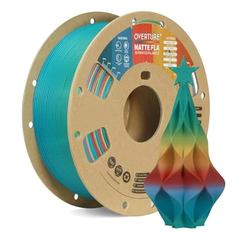 OVERTURE Filamento Matte Rainbow PLA 1.75 mm, 1 kg Bobina (2.2 lbs) Matte Rainbow M1
