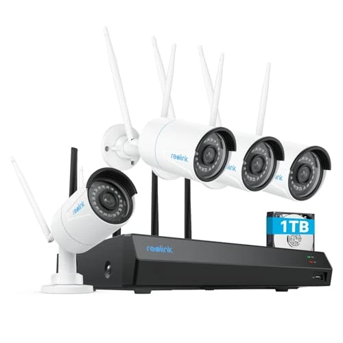 Oferta limitada: Reolink Kit Cámara WiFi Exterior 5MP con HDD 1TB, WiFi 2,4/5GHz | Detección IA, Visión Nocturna, NVR 12CH con HDD 1TB, Ampliable a 16TB, Grabación 24/7, IP67, Metal, RLK12-500WB4 de 499.99 € a 499.99 € (ahorro 0.00%)