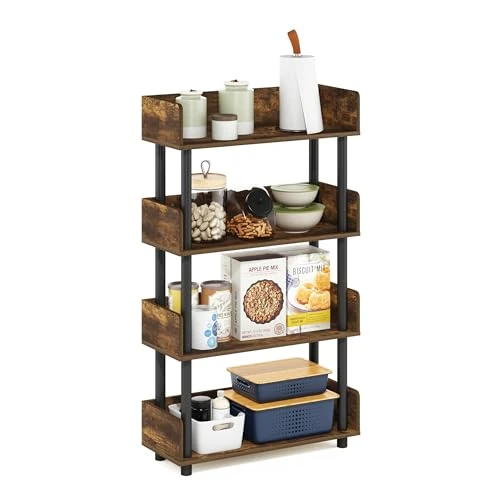 Offerta a tempo: Furinno Turn-N-Tube - Espositore a 4 ripiani, senza attrezzi, pino ambrato/nero - 46% da 58.71 € a 31.44 €