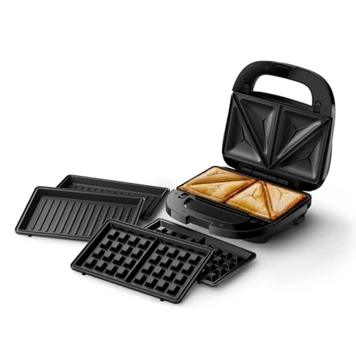 Limitiertes Angebot: Philips 5000-Serie 3-in-1 Sandwichmaker - Sandwiches, Waffeln und Paninis, Antihaftbeschichtete, austauschbare Platten, Schneiden und Versiegeln. 750W, Schwarz (HD2350/80) von 55.99 EUR auf 49.90 EUR (Spare 11%)