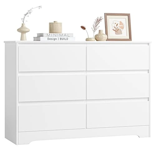 Offerta a tempo: FOREHILL Cassettiera Camera da letto 120cm, Cassettiera Bianca a 6 Cassetti - 9% da 185.99 € a 169.99 €