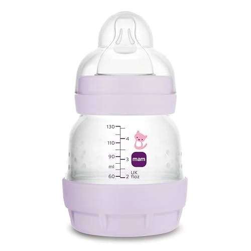 MAM Biberon Easy Start - Anticólico con chupete de silicona SkinSoftTM 0+ meses 130 ml rosa