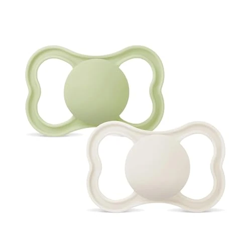 Offerta a tempo: MAM Air Succhietto 16+ Mesi (Set da 2), Ciuccio MAM 16-36 mesi per pelli sensibili e delicate, Kit 2 accessori neonato con tettarella in caucciù naturale e porta ciuccio sterilizzatore, Neutro/Giallo - 18% da 13.45 € a 10.99 €
