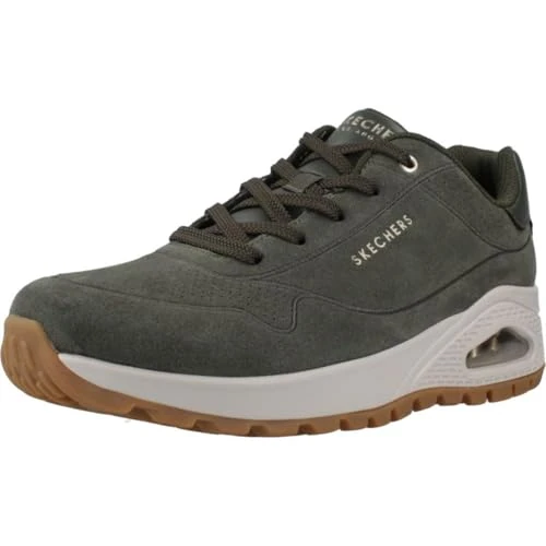 Tijdelijke aanbieding: Skechers Dames Uno Rugged ChillproofSneaker, Olijf Suede Duraleather Borduurwerk Trim, 40 EU van 94.95 € naar 71.58 € (25% korting)