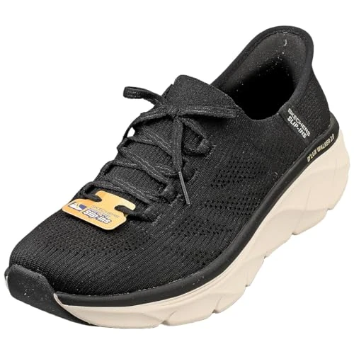 Limitiertes Angebot: Skechers Damen D'Lux Walker 2.0 Thrill Movement Sneaker, Black Knit/Tan Trim, 41 EU von 109.95 EUR auf 54.95 EUR (Spare 50%)