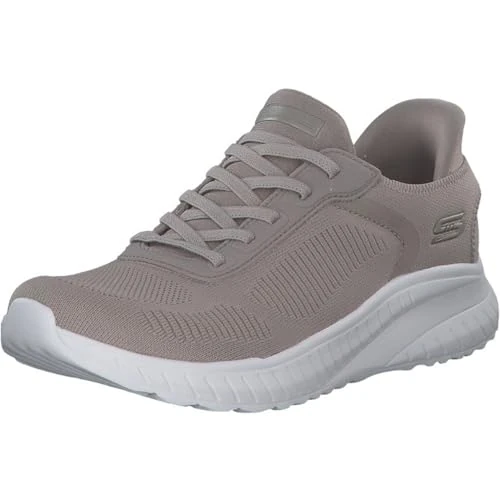 Skechers Dames Bobs Squad Chaos Current Muse Sneaker, Taupe Textiel, 36 EU