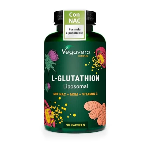 Tijdelijke aanbieding: Vegavero Glutathione liposomal | 90 capsules | Liposomale glutathion met NAC, glycine, glutamine, vitamine C, selenium, mariadistel & kurkuma-extract | Veganistisch en zonder toevoegingen van 22.99 EUR naar 19.54 EUR (korting 15%)