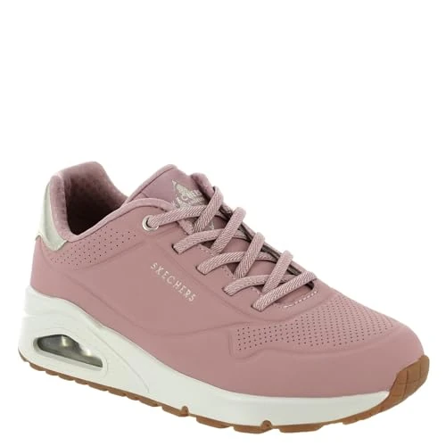 Offerta a tempo: Skechers Uno Shimmer AwaySneaker Donna, Rosa Durabuck Oro Rosa Duraleather Mesh Tr, 38 EU - 15% da 79.95 € a 67.95 €
