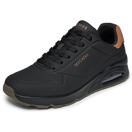 Tijdelijke aanbieding: Skechers Heren Uno Geschikt op AirSneaker, Zwarte Durabuck kastanje Suede Mesh Trim, 42 EU van 89.95 € naar 45.99 € (49% korting)