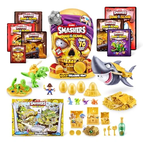 Smashers Dino Island Gold Treasure Hunt di ZURU - Giocattolo Interattivo a Tema Caccia al Tesoro, da Collezionare per Bambini e Ragazzi - Giant (31.6 cm), (Grey)