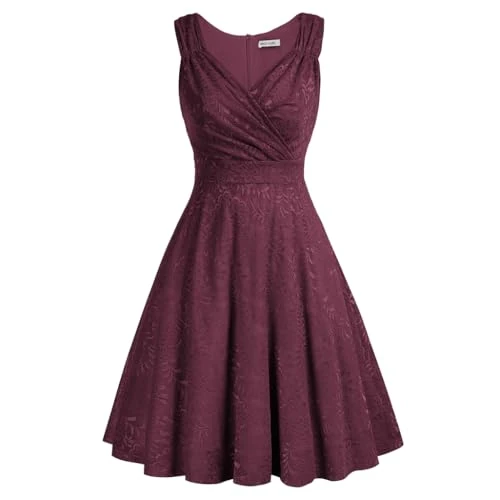 Offerta a tempo: abito retrò abiti da Donna anni '50 abito con scollo a V al ginocchio abito sottoveste CL645-10 M - 15% da 45.99 € a 39.09 €
