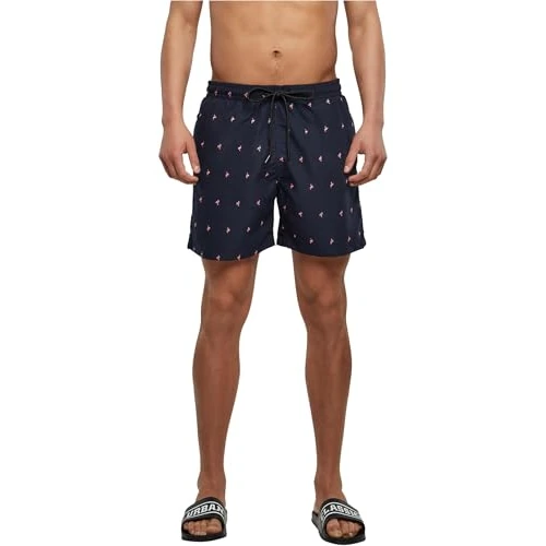 Offerta a tempo: Urban Classics Herren Embroidery Swim Shorts S midnightnavyflamingo - 0.00% da 14.99 € a 14.99 €