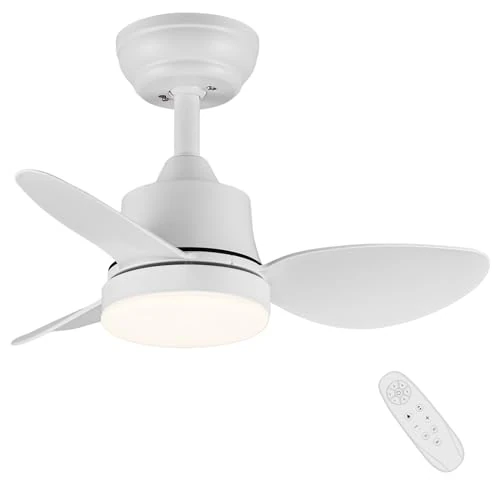 Newday Deckenventilator mit Beleuchtung und Fernbedienung Klein, 61cm Deckenventilator mit Licht Weiß, Deckenventilatoren Leise mit LED Dimmbar, DC Motor, Speicherfunktion für Schlafzimmer Wohnzimmer