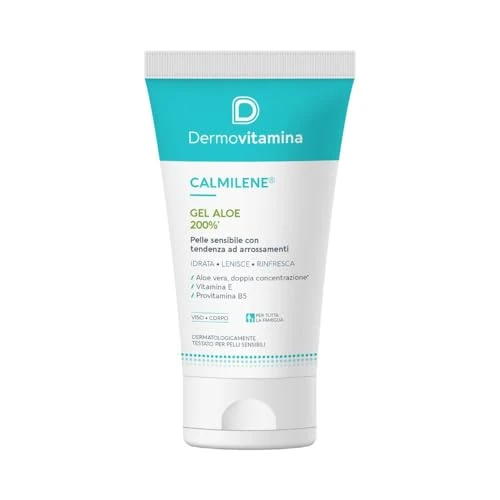 Offerta a tempo: Dermovitamina Calmilene Gel Aloe 200% - Gel Multiuso Idratante con Aloe Vera - Per Pelle Sensibile con tendenza ad Arrossamento - Idratazione di corpo e viso - Con Vitamina E e Pantenolo -150 ml - 49% da 13.90 € a 7.11 €