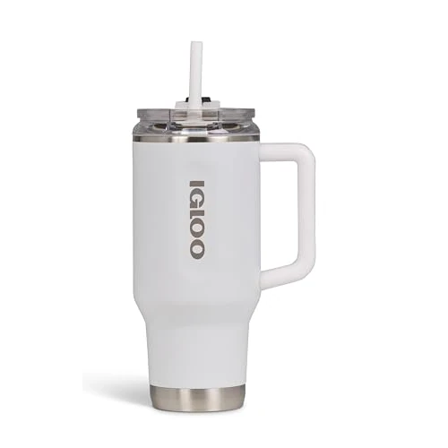 Offerta a tempo: IGLOO Travel Mug 32 – Tazza termica 900 ml in acciaio inox, con cannuccia, bianca, ermetica, per bevande gassate, 12h calde, 48h fredde, BPA-free, ideale in movimento - 0% da 11.31 € a 11.31 €