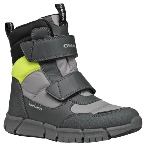 Geox J FLEXYPER BOY B ABX sneeuwlaars, grijs/FLUOYELLOW, 5 UK, Grijs Fluoyellow, 5 UK