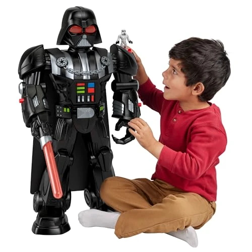 Oferta limitada: Fisher-Price Imaginext Star Wars Robot de Darth Vader de 60 cm con luces y sonidos, con sable láser, lanzador y figura de soldado imperial, juguete +3 años (HXG51) de 99.41 EUR a 99.41 EUR (ahorro 0%)