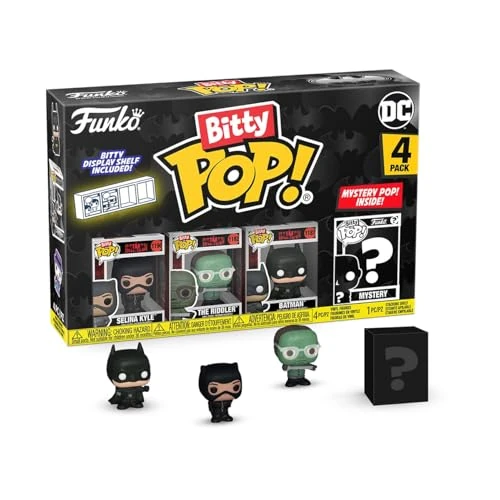 Funko Bitty Pop! Batman 85th - Catwoman 4PK Y una Minifigura Misteriosa Sorpresa - 0.9 Inch (2.2 Cm) - DC Comics Coleccionable- Repisa Apilable Incluida - Idea de Regalo - Toppers de Tarta