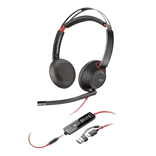 Limitiertes Angebot: Poly Blackwire 5220 schnurgebundenes Headset, Flexibler Mikrofonarm mit Noise Cancelling, Ergonomisches Design, Verbindung mit PC/Mobilgeräten über USB-C, USB-A oder 3,5 mm, Teams/Zoom kompatibel von 69.99 EUR auf 59.99 EUR (Spare 14%)