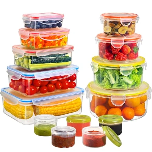 Oferta limitowana: YASHE 28 szt. plastikowych pojemników do przechowywania żywności, hermetyczne pojemniki na żywność z pokrywkami, spiżarnia i organizacja kuchni, nie zawierają BPA, w 100% szczelne, nadają się do z 87.19 zł na 87.19 zł (oszczędź 0.00%)