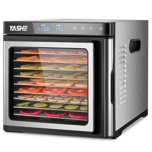 Offerta a tempo: YASHE Essiccatore Alimentare, 9 Vassoi Inox, 30-75°C, Timer 48h, 1000W - 0.00% da 139.99 € a 139.99 €