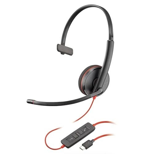 Limitiertes Angebot: Schnurgebundenes USB-C-Headset Poly Blackwire 3210 – Noise Cancelling-Mikrofon – Ein-Ohr-Design – Verbindung mit PC/Mac über USB-C oder USB-A – Kompatibel mit Teams, Zoom von 39.99 EUR auf 33.99 EUR (Spare 15%)