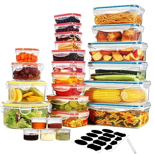 Oferta limitada: YASHE Recipientes de Plástico Alimentos Herméticos, Juego de 50 Piezas, Botes Cocina Almacenaje con Tapa, Sin BPA, 100% a Prueba de Fugas, Reutilizables y Lavables en el Lavavajillas de 30.30 € a 30.30 € (ahorro 0.00%)