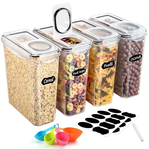 Oferta limitada: YASHE Botes Cocina Almacenaje Juego de 4 Piezas (3.7L), Recipientes Herméticos para Alimentos con Tapa Sin BPA, Recipientes de Almacenamiento Cocina para Almacenar Cereales, Pasta, Granos de 39.99 € a 13.99 € (ahorro 65.02%)