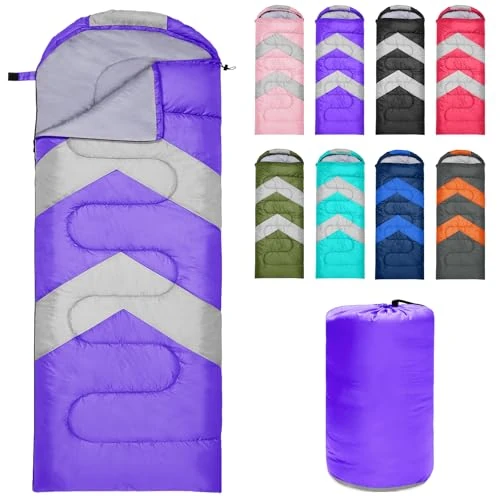 Offerta a tempo: Zusentee Sacco a Pelo Estivo Invernale per Adulti e Bambini, Sacci a Pelo 4 Stagioni in Resistenti Impermeabile Ultraleggero e Compatto, Portatile Busta Rettangolare per Campeggio, Viola - 40% da 49.99 € a 29.99 €