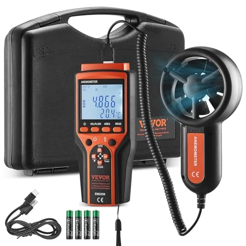 Offerta a tempo: VEVOR Anemometro Portatile Velocità del Vento da -10℃ - 60℃ LED Display - 10% da 48.90 € a 43.90 €