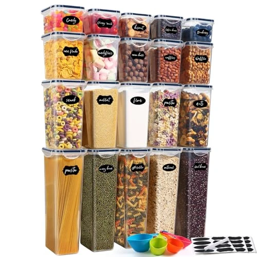 Limited-time offer: YASHE 20PCS Food Storage Containers with Lids Airtight, Plastic Cereal Storage Containers, BPA Free, Kitchen Storage & Organisation for Dry Food, Flour, Sugar, with Labels, Marker & Spoon from 29.99 £ to 29.99 £ (save 0.00%)