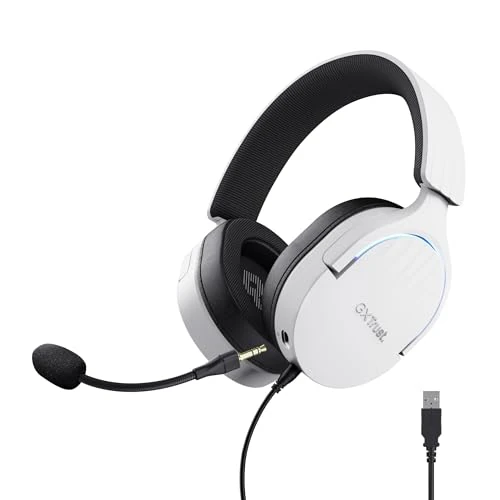 Offerta a tempo: GXTrust 490W Fayzo Cuffie Gaming USB con Audio Surround 7.1, Driver 50 mm, 35% Plastica Riciclata, Illuminazione RGB, Over-Ear Cuffie con Microfono Noise Cancelling per PC PS5 - Bianco - 66% da 49.99 € a 17.00 €