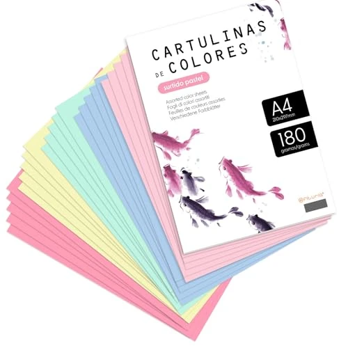 Cartonné Coloré A4 Ofituria - Couleurs Assorties Pastel 180g, Idéal pour l'Artisanat, l'Impression et les Conceptions Créatives (x1000, Assortiment Pastel)
