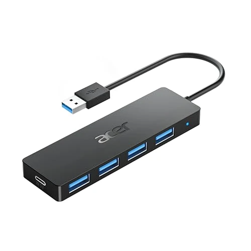 Limited offer: Acer USB Hub 4 Ports, Multiple USB 3.0 Hub, USBA Splitter for Laptop with Type C Power Port, Extender for A Port Laptop, PC, Desktop and More (0.7ft) from 15.99 EUR to 8.61 EUR (save 46%)
