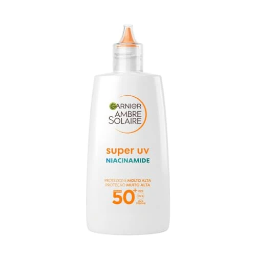 Garnier Ambre Solaire Super UV Niacinamide Daily Fluid, UV-zonnebrandcrème met SPF 50+, onzichtbare afwerking, 1 x 40 ml