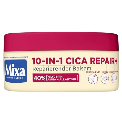 Offerta a tempo: Mixa Balsamo riparante 10 in 1 Cica Repair+ con 40% glicerina, urea e allantoina per piedi, ginocchia, mani e gomiti, 150 ml - 20% da 12.30 € a 9.80 €