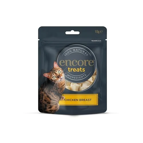 Oferta limitada: Encore Premios para Gatos 100% Naturales de Pechuga de Pollo, Congelados al Vacío, Snacks Saludables para Gatos Sin Granos para Recompensas y Entrenamiento - Paquete de 12 Bolsitas de 10 g de 20.87 € a 15.49 € (ahorro 26%)
