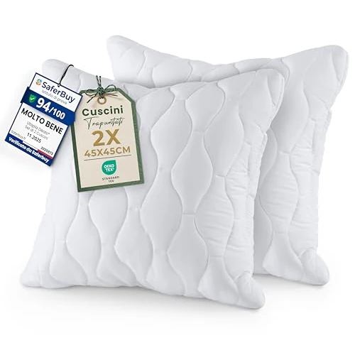 Utopia Bedding Poduszka 45 x 45 cm (zestaw 2 szt.), pikowana poduszka na łóżko i jako poduszka dekoracyjna, wypełnienie na sofę, poduszka ozdobna na kanapę, biała