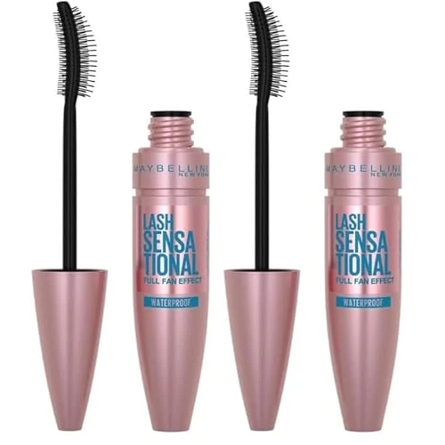 Offerta a tempo: Maybelline New York Mascara Ciglia Sensazionali, Volumizzante, Effetto Ventaglio sulle Ciglia, Resistente all'Acqua, Nero (Confezione da 2) - 50% da 25.00 € a 12.50 €