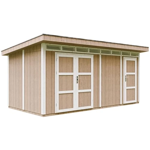 Timbela M905C Timbela M905C Timbela M905C Wood-Based Wood Based Panel Shed - Outdoor Garden Shed - 8.52 + 3.00 m²