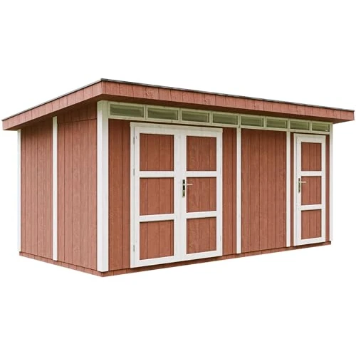 Timbela M905C Timbela M905C Timbela M905C Wood-Based Shed in Panels - Outdoor Garden Shed - LP SmartSide Panels - 8.52 + 3.00 m²