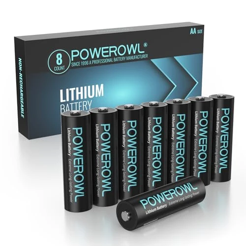 Offerta a tempo: POWEROWL Batterie AA, Batterie Litio AA 1,5V, Batteria Doppia A - Confezione da 8 (Non ricaricabile) - 59% da 16.99 € a 7.00 €