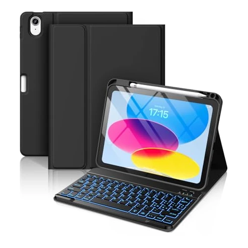 Oferta limitada: Vobafe Teclado for iPad 10 Generación 2022/11 Generación A16 2025 (10.9/11 Pulgada), QWERTY Español Ñ, Retroiluminado de 7 Colores Bluetooth Magnéticamente Teclado para iPad 10/11 Gen, Negra de 37.99 EUR a 37.99 EUR (ahorro 0%)