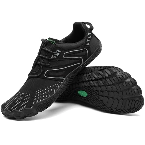 SAGUARO Men's Women's Barefoot Shoes Outdoor Fitness Shoes Sports Trail Running Shoes Size 36-48, Super black, 8 UK